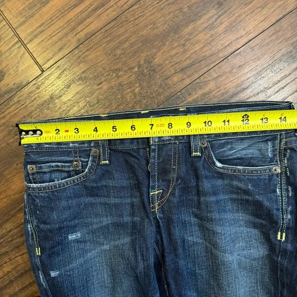 Lucky Brand Lil Maggie Flare Jeans Womens 00 Dark Wash Bootcut Altered Hem 24x32 - Picture 15 of 15